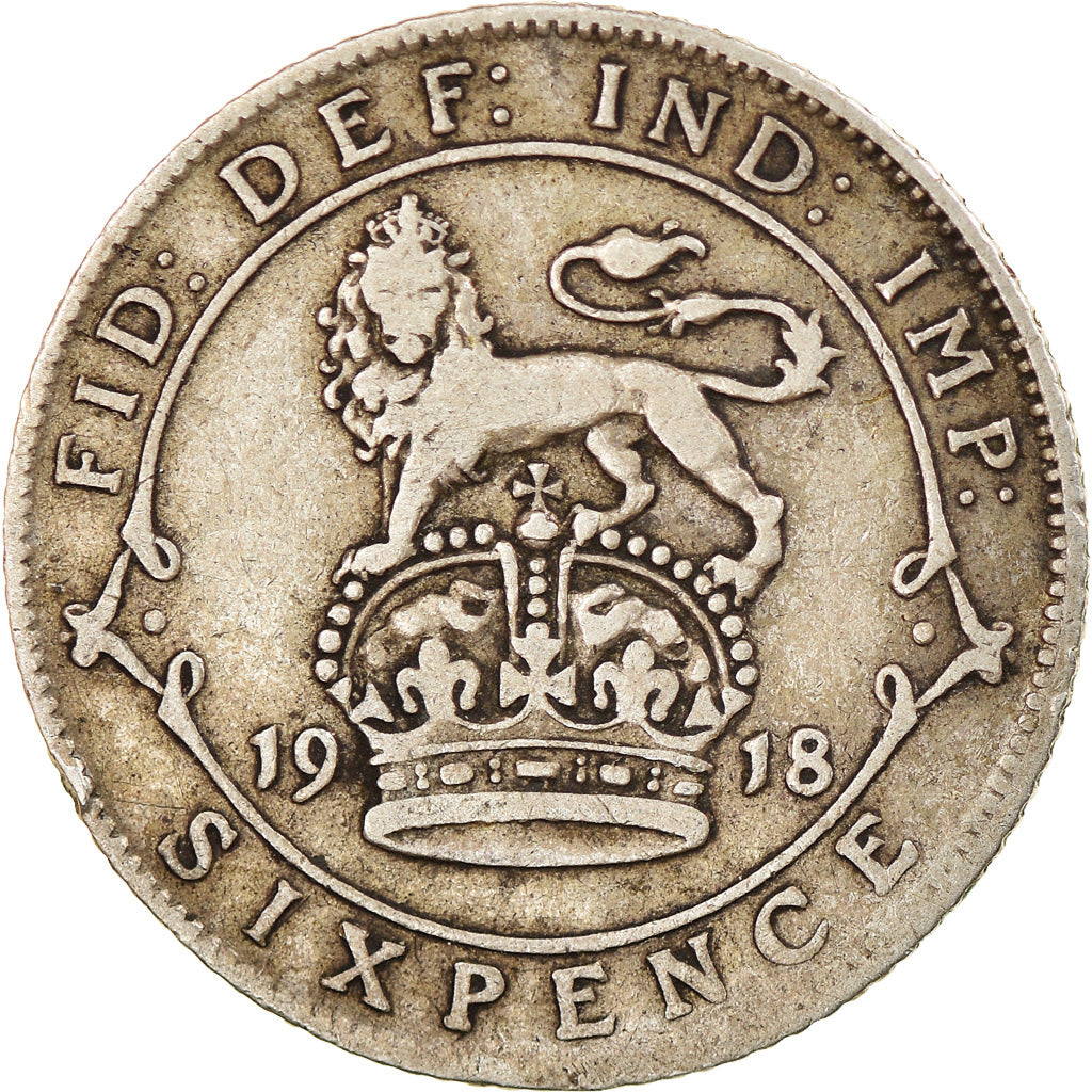 Coin, Great Britain, George V, 6 Pence, 1918, VF(30-35), Silver, KM:815