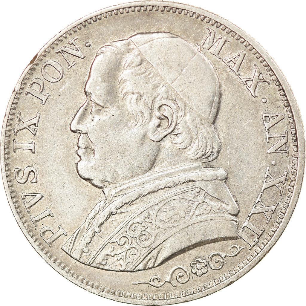 Moneta, DEPARTAMENTY WŁOSKIE, PAPAL STATES, Pius IX, Lira, 1868, Roma