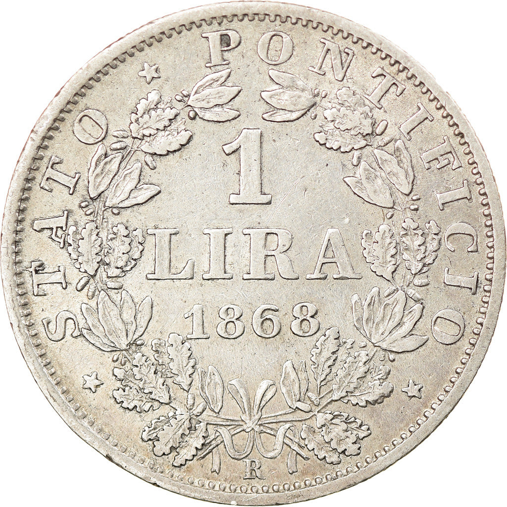 Moneta, DEPARTAMENTY WŁOSKIE, PAPAL STATES, Pius IX, Lira, 1868, Roma