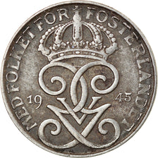 Moneta, Svezia, Gustaf V, Ore, 1945, BB, Ferro, KM:810