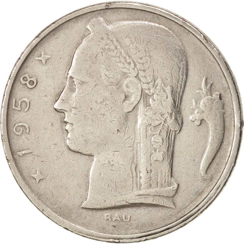 Coin, Belgium, 5 Francs, 5 Frank, 1958, EF(40-45), Copper-nickel, KM:134.1