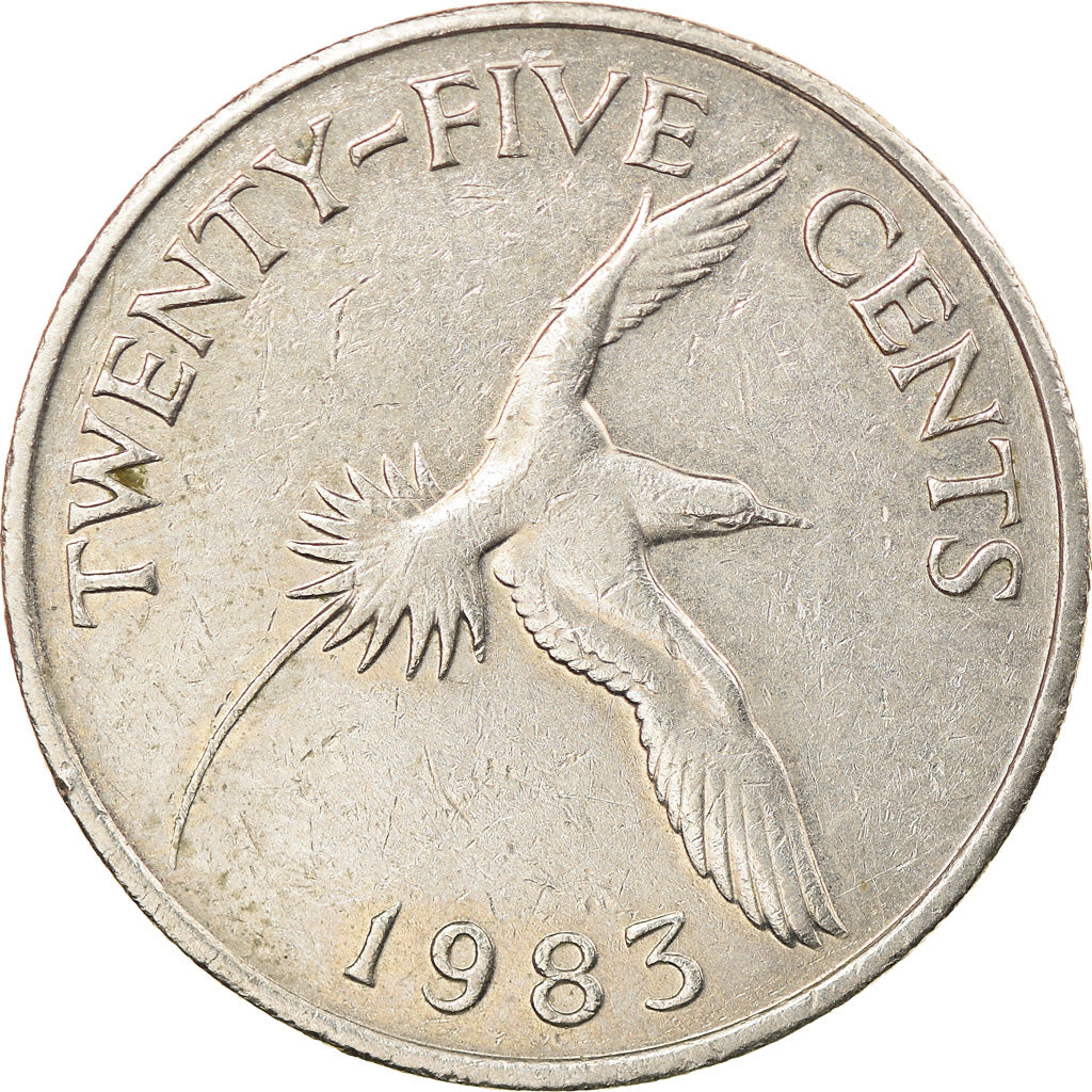 Coin, Bermuda, Elizabeth II, 25 Cents, 1983, EF(40-45), Copper-nickel, KM:18