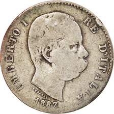 Coin, Italy, Umberto I, Lira, 1887, Milan, VF(20-25), Silver, KM:24.2