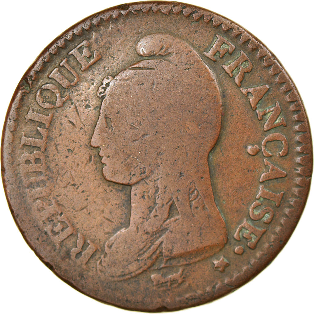 Moneta, Francia, Dupré, Decime, AN 7, Paris, MB, Bronzo, KM:644.1