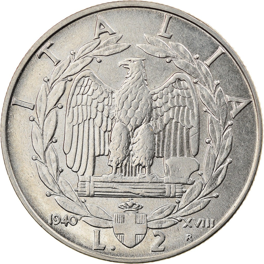 Coin, Italy, Vittorio Emanuele III, 2 Lire, 1940, Rome, AU(50-53), Stainless
