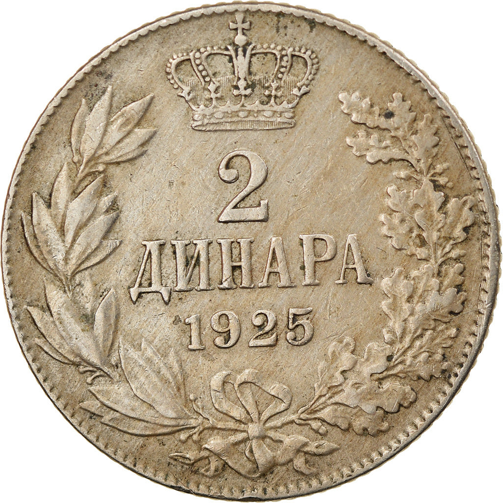 Coin, Yugoslavia, Alexander I, 2 Dinara, 1925, EF(40-45), Nickel-Bronze, KM:6