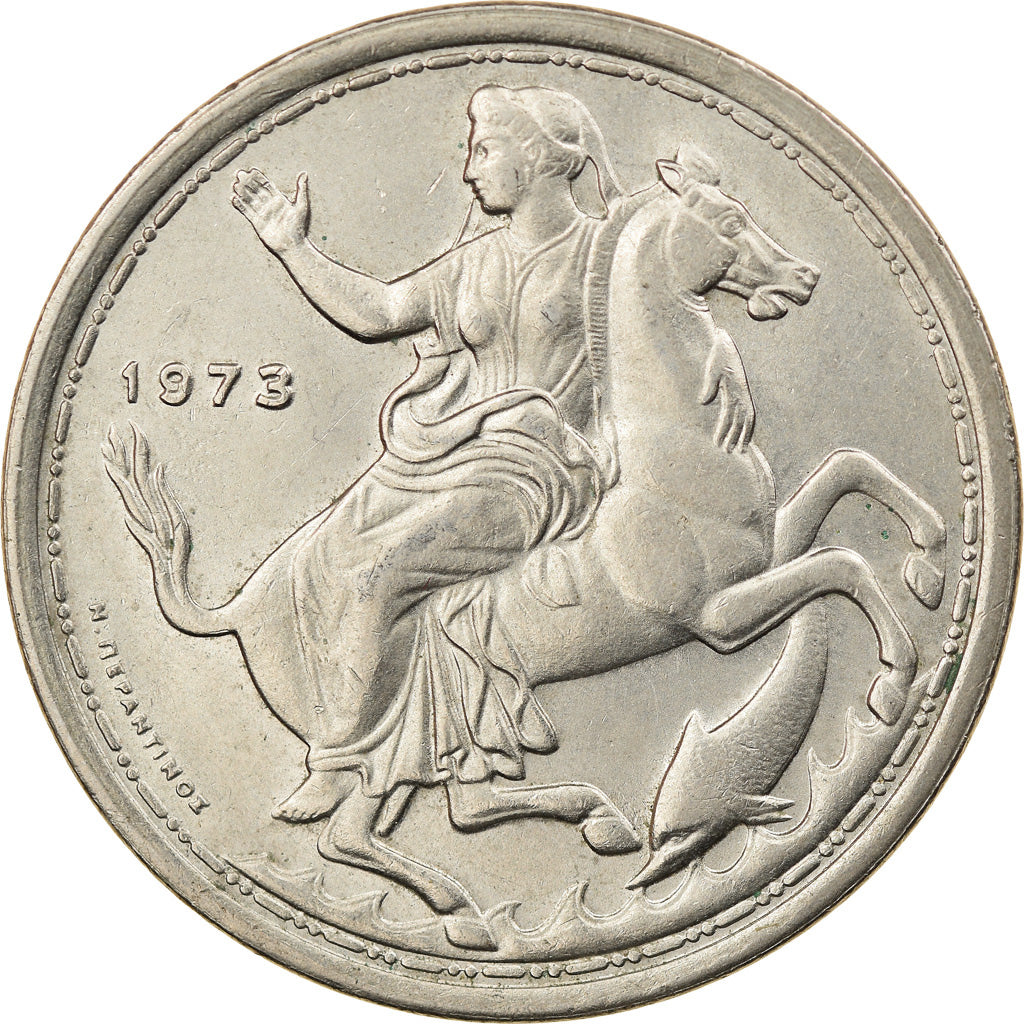 Monnaie, Grèce, Constantine II, 20 Drachmai, 1973, TTB+, Copper-nickel, KM:111