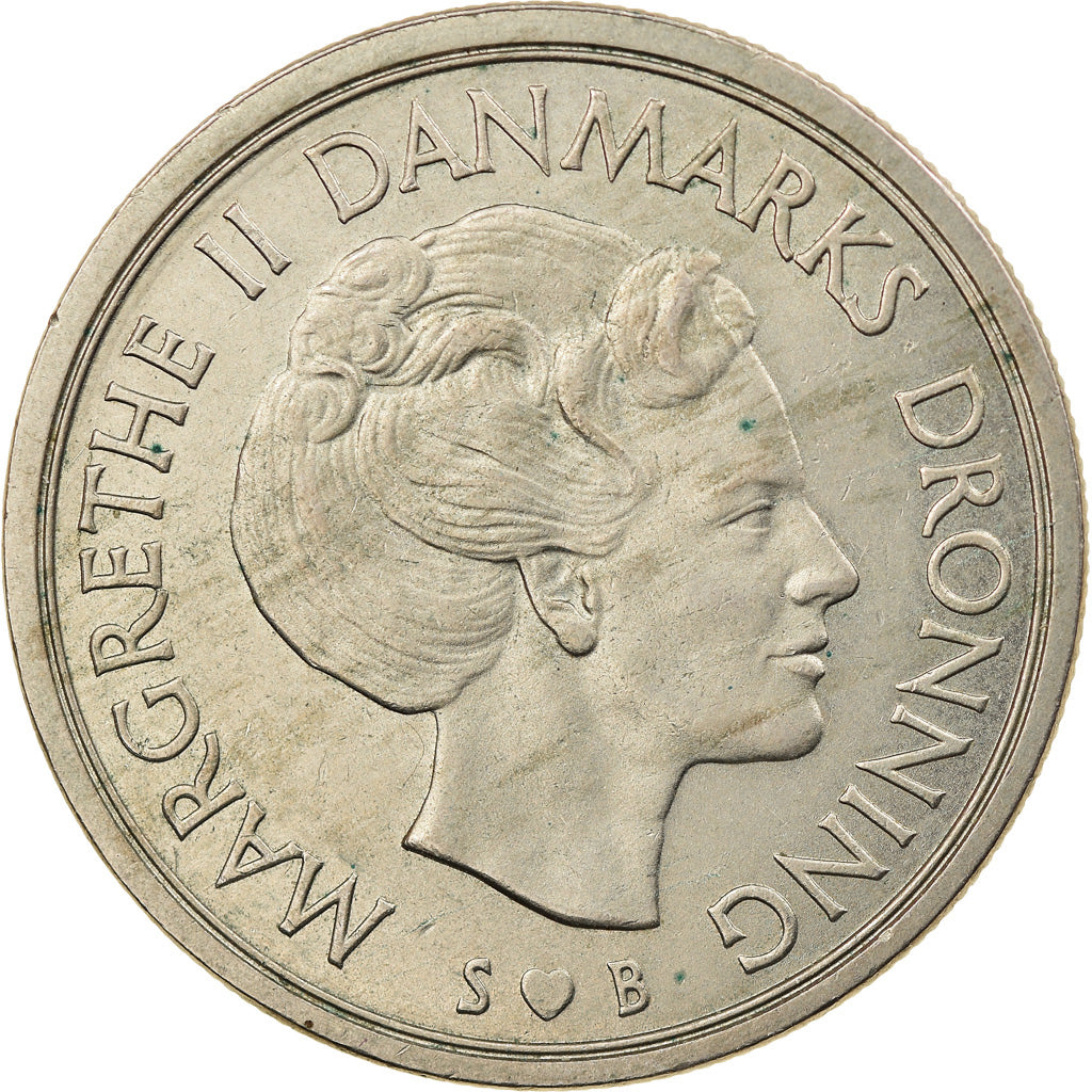 Coin, Denmark, Margrethe II, 5 Kroner, 1977, Copenhagen, AU(50-53)