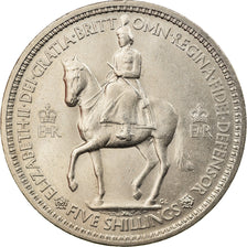 Coin, Great Britain, 5 Shillings, 1953, AU(55-58), Copper-nickel