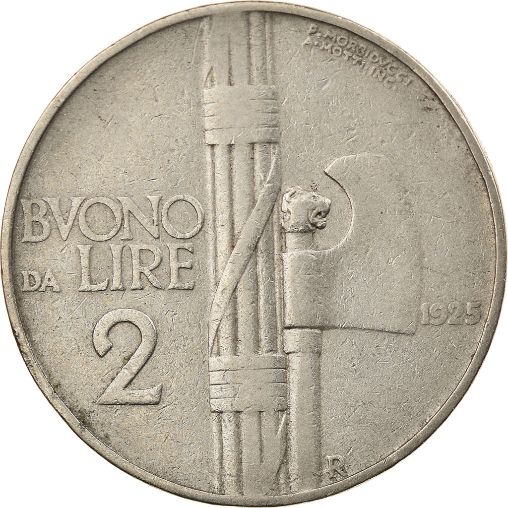 Coin, Italy, Vittorio Emanuele III, 2 Lire, 1925, Rome, VF(30-35), Nickel, KM:63