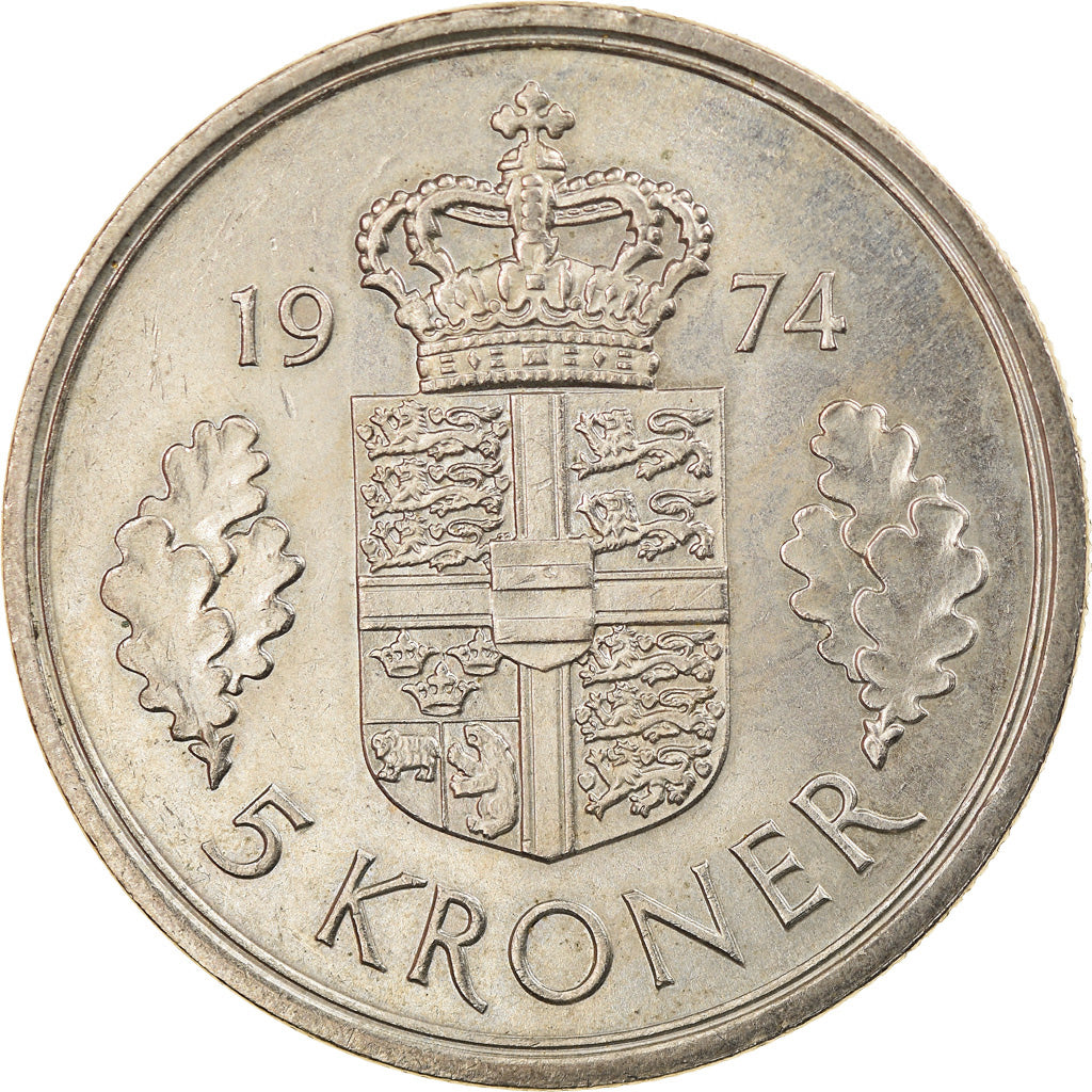 Monnaie, Danemark, Margrethe II, 5 Kroner, 1974, Copenhagen, TTB, Copper-nickel
