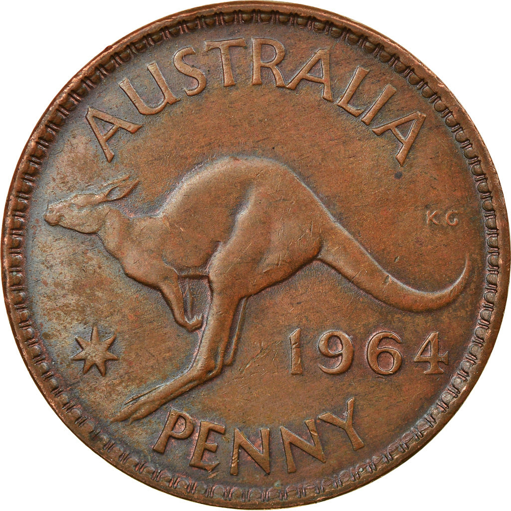 Moeda, Austrália, Elizabeth II, Penny, 1964, EF(40-45), Bronze, KM:56
