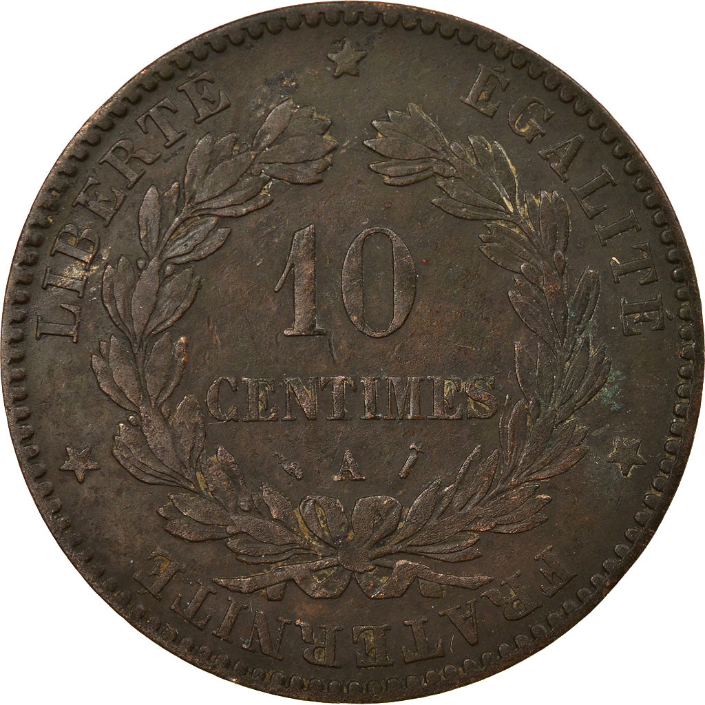 Moneta, Francia, Cérès, 10 Centimes, 1882, Paris, BB+, Bronzo, KM:815.1