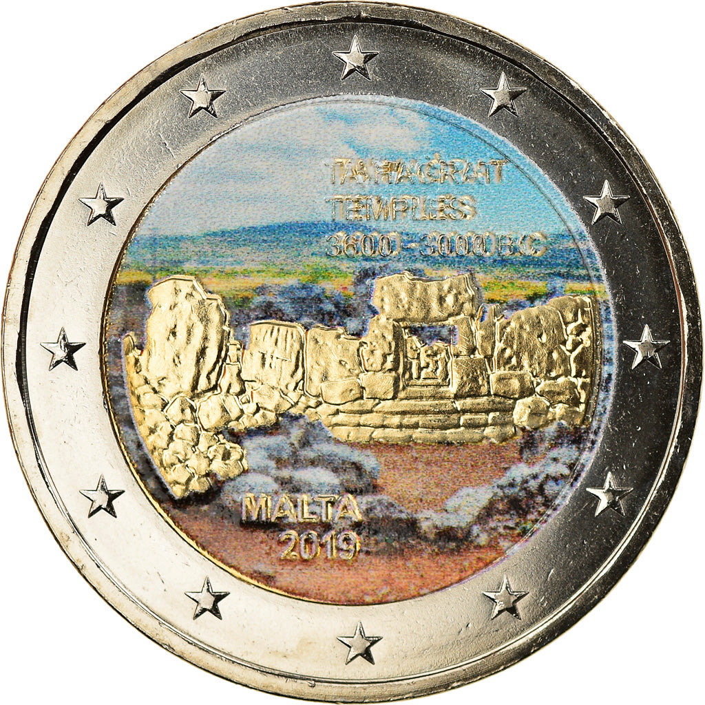 Malta, 2 Euro, Temples, 2019, Colourized, SC, Bimetálico, KM:New