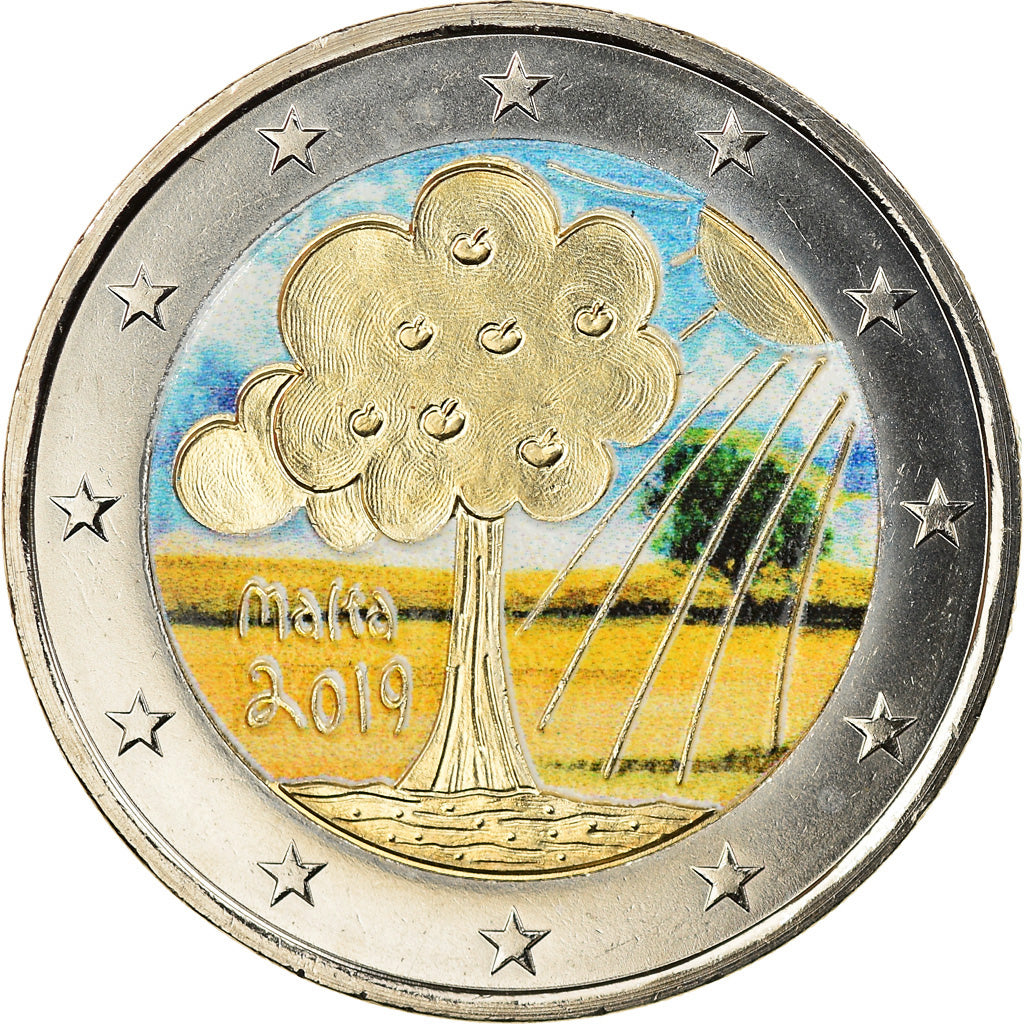 Malta, 2 Euro, Nature et Environment, 2019, Colourized, MS(63), Bi-Metallic
