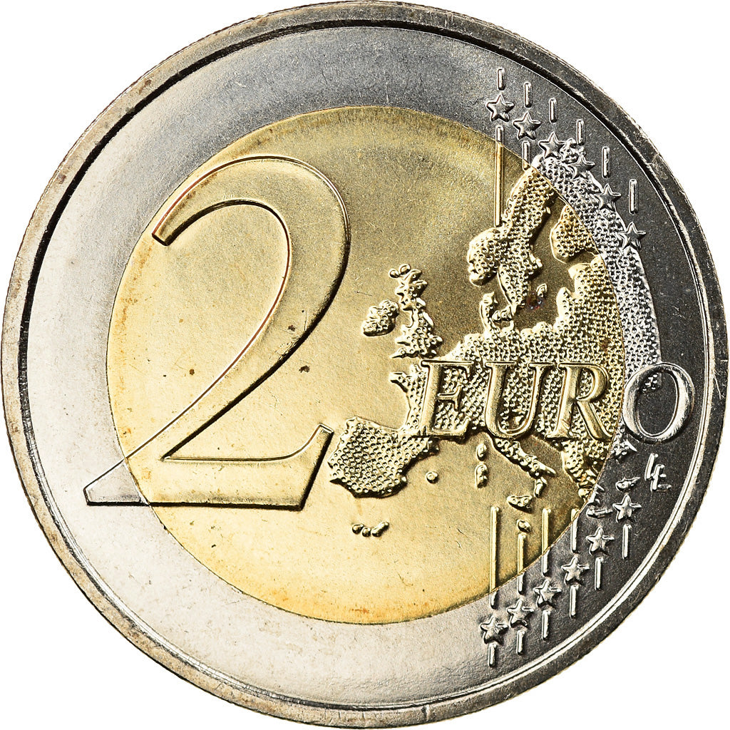 Andorra, 2 Euro, Majorité à 18 ans, 2015, Colourized, MS(63), Bi-Metallic