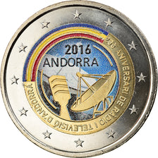 Andorra, 2 Euro, Radio et Télévision, 2016, Colourized, MS(63), Bi-Metallic