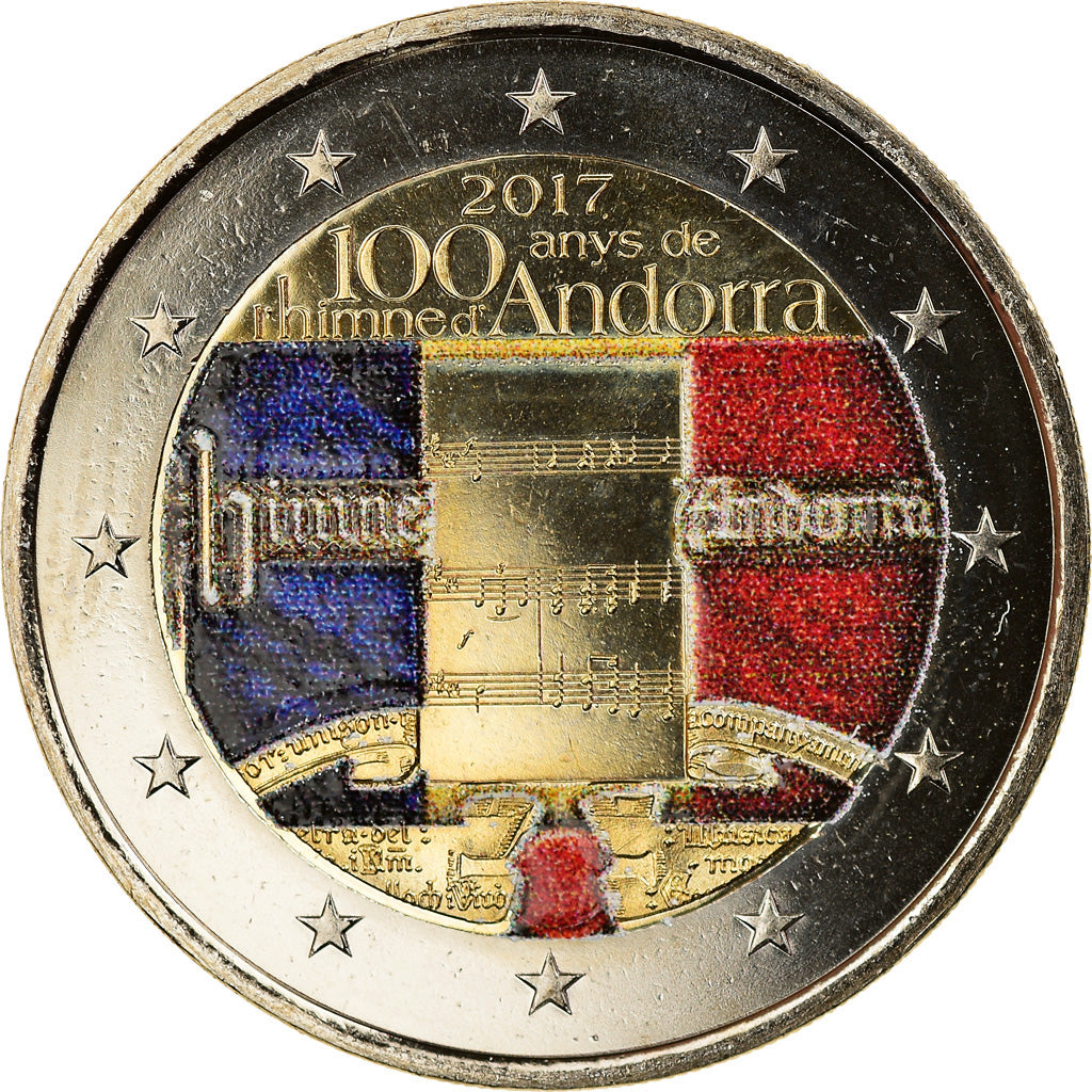 Andorra, 2 Euro, 100 Ans de l'hymne d'Andorre, 2017, Colourized, MS(63)