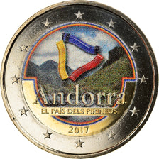 Andorra, 2 Euro, o pàis dos Pirenéus, 2017, Colourized, MS(63), Bi-Metallic