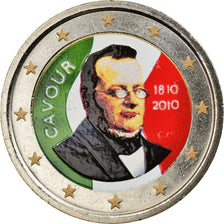 Italia, 2 Euro, Camillo Benso Count of Cavour, 2010, Rome, Colourized, SPL