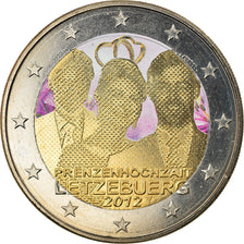Luxembourg, 2 Euro, royal wedding, 2012, Colourized, MS(63), Bi-Metallic, KM:120