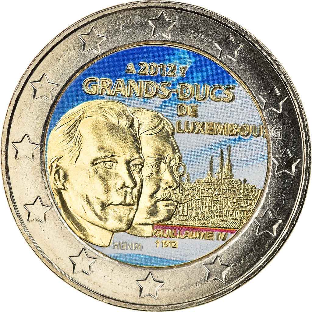 Luxemburg, 2 Euro, Grands Ducs de Luxembourg, 2012, Utrecht, Colourized, UNZ