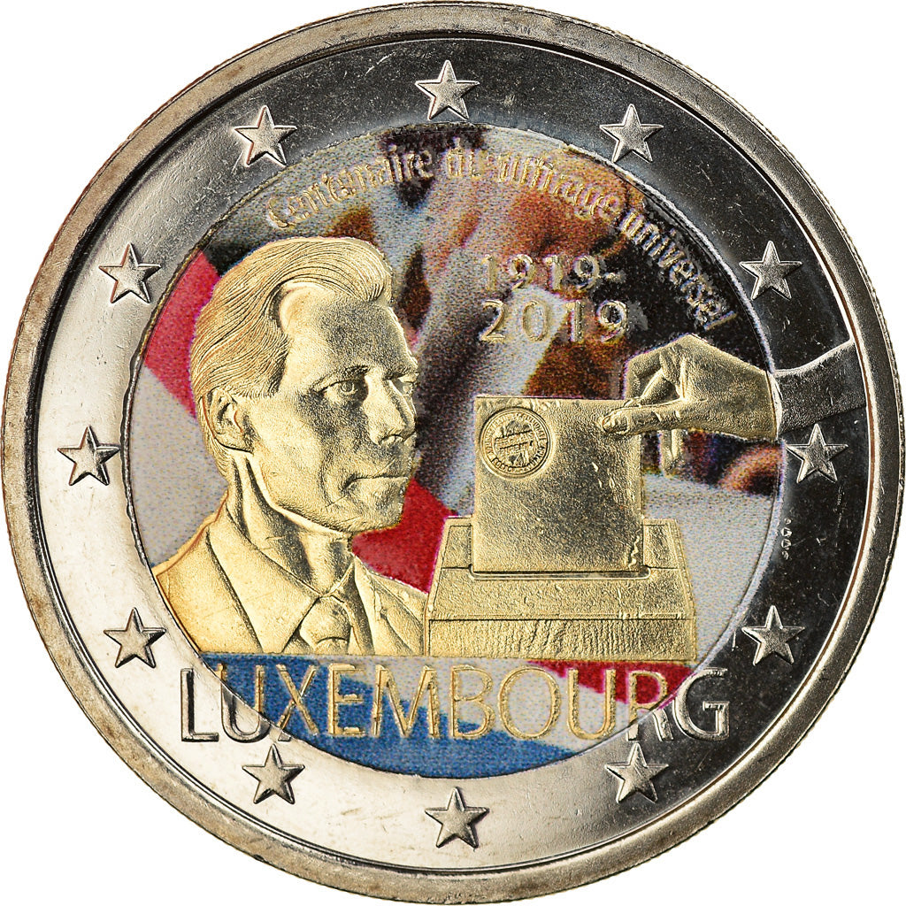 Luxembourg, 2 Euro, 100 ans du suffrage Universel, 2019, Colourized, MS(63)