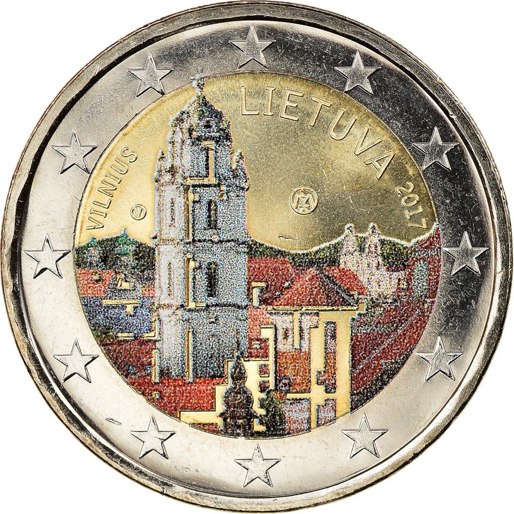 Lithuania, 2 Euro, Vilnius, 2017, Colourized, MS(63), Bi-Metallic, KM:New