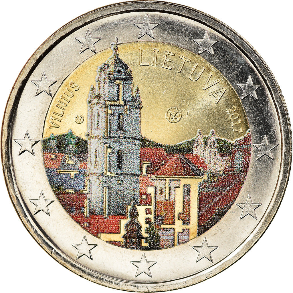 Lithuania, 2 Euro, Vilnius, 2017, Colourized, MS(60-62), Bi-Metallic, KM:New