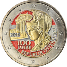 Austria, 2 Euro, 100 ans Austria Republique, 2018, Colourized, MS(63)