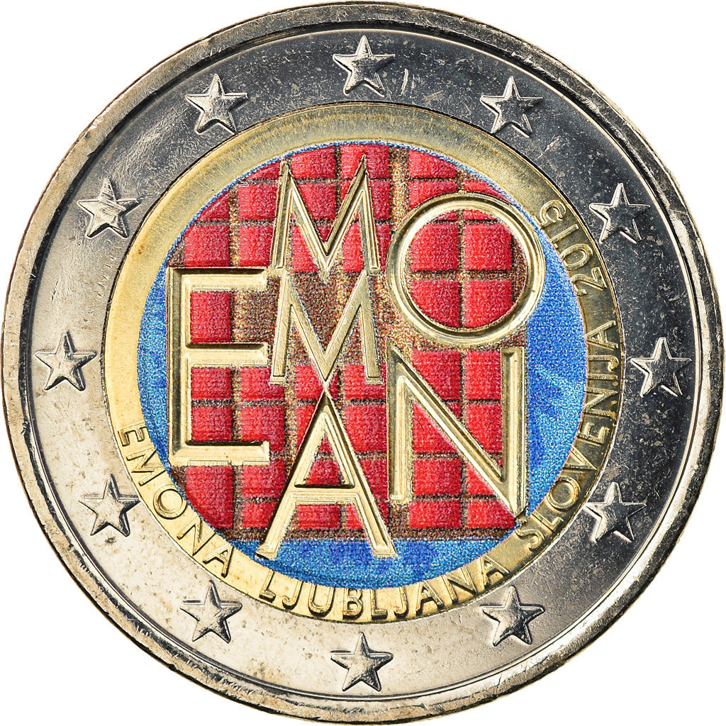 Słowenia, 2 Euro, Emona Ljublina, 2015, Colourized, MS(63), Bimetaliczny