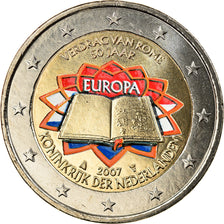 Netherlands, 2 Euro, Traité de Rome 50 ans, 2007, Utrecht, Colourized, MS(63)