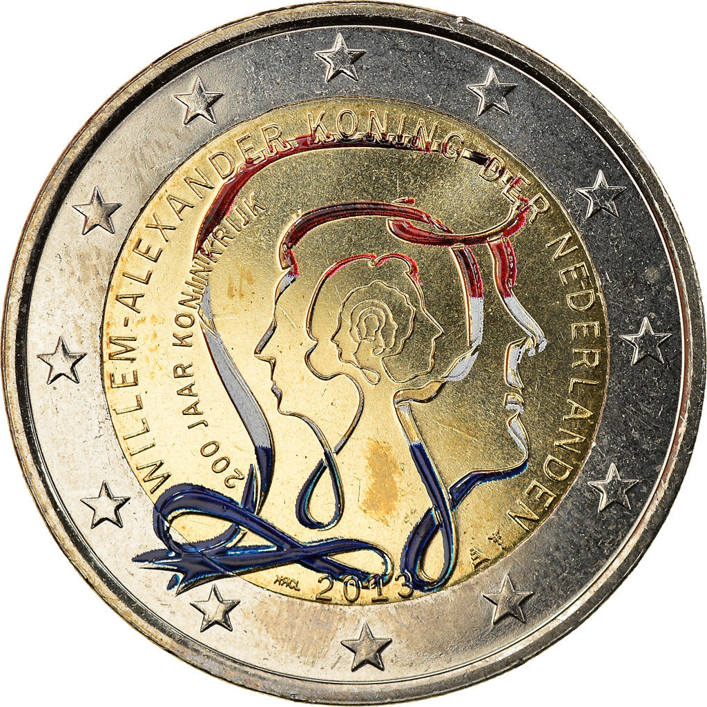 Netherlands, 2 Euro, Foundation, 2013, Utrecht, Colourized, MS(63), Bi-Metallic