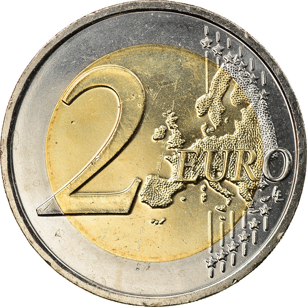 Slovakia, 2 Euro, 10 ans de l'Euro, 2014, Colourized, MS(63), Bi-Metallic