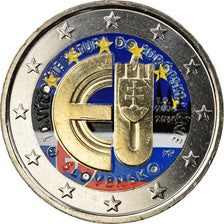 Slovakia, 2 Euro, 10 ans de l'Euro, 2014, Colourized, MS(63), Bi-Metallic