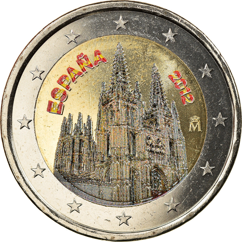 Spagna, 2 Euro, Burgos, 2012, Madrid, Colourized, SPL, Bi-metallico, KM:1254