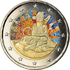 Spain, 2 Euro, Parc Guell, 2014, Madrid, Colourized, MS(63), Bi-Metallic, KM:New