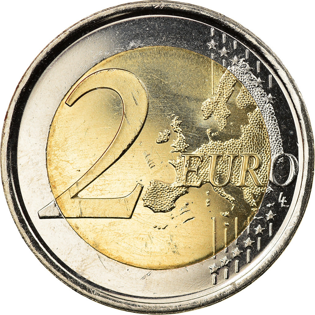 Spain, 2 Euro, Parc Guell, 2014, Madrid, Colourized, MS(63), Bi-Metallic, KM:New