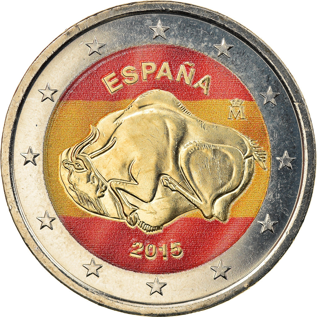 España, 2 Euro, Grotte Altamira, 2015, Colourized, EBC, Bimetálico, KM:New