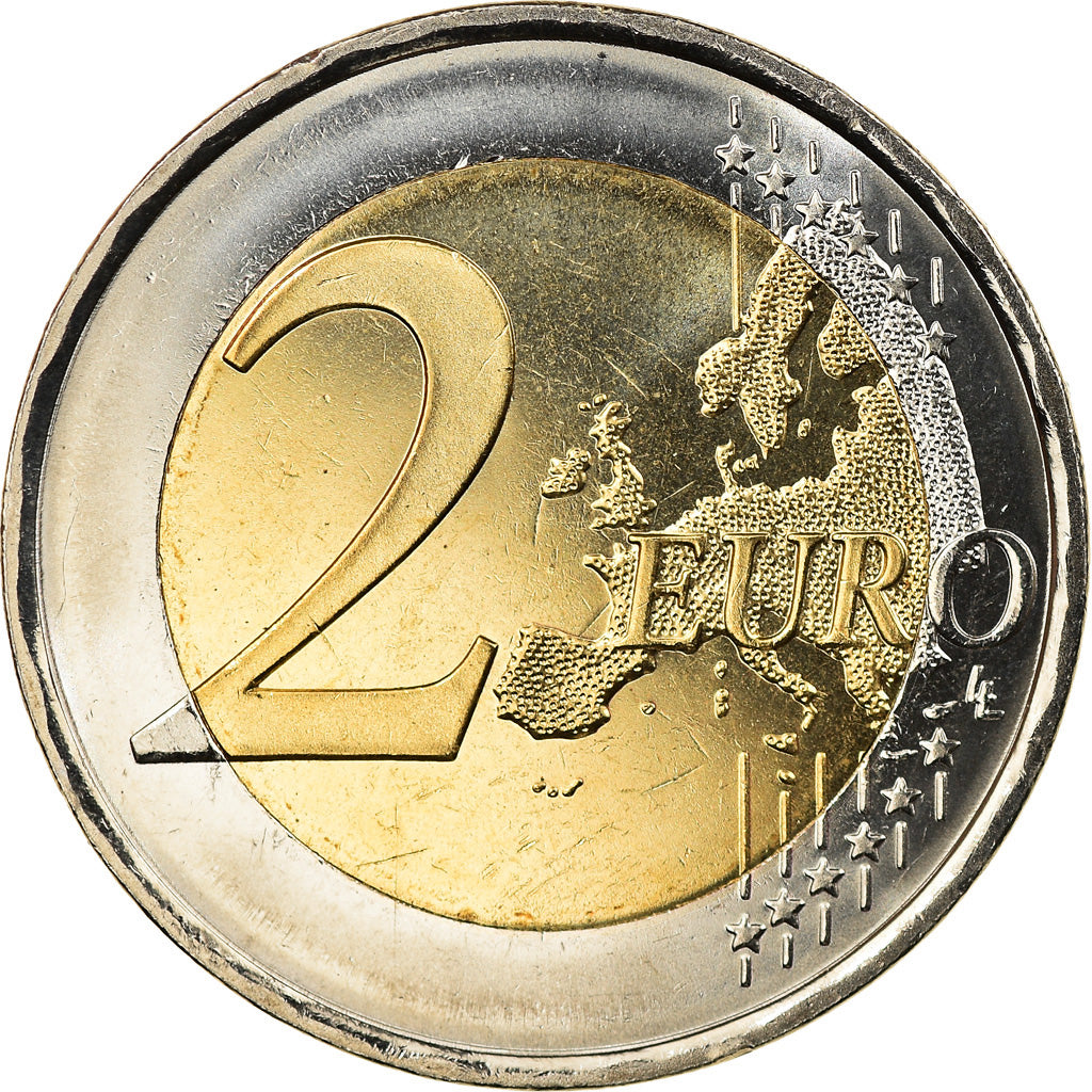 Spain, 2 Euro, Aqueduc de Ségovie, 2016, Colourized, MS(63), Bi-Metallic
