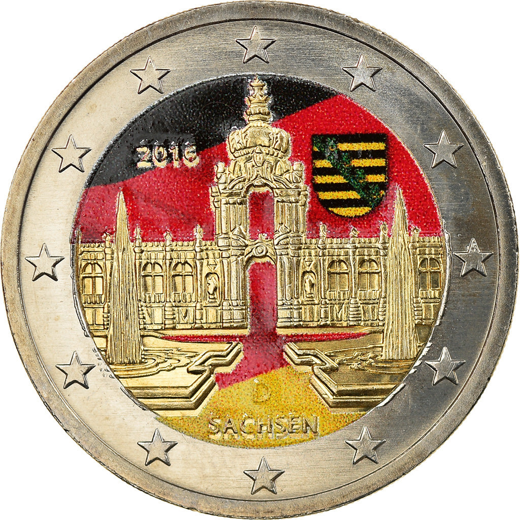 ALEMANIA - REPÚBLICA FEDERAL, 2 Euro, Sachsen, 2016, Berlin, Colourized, SC