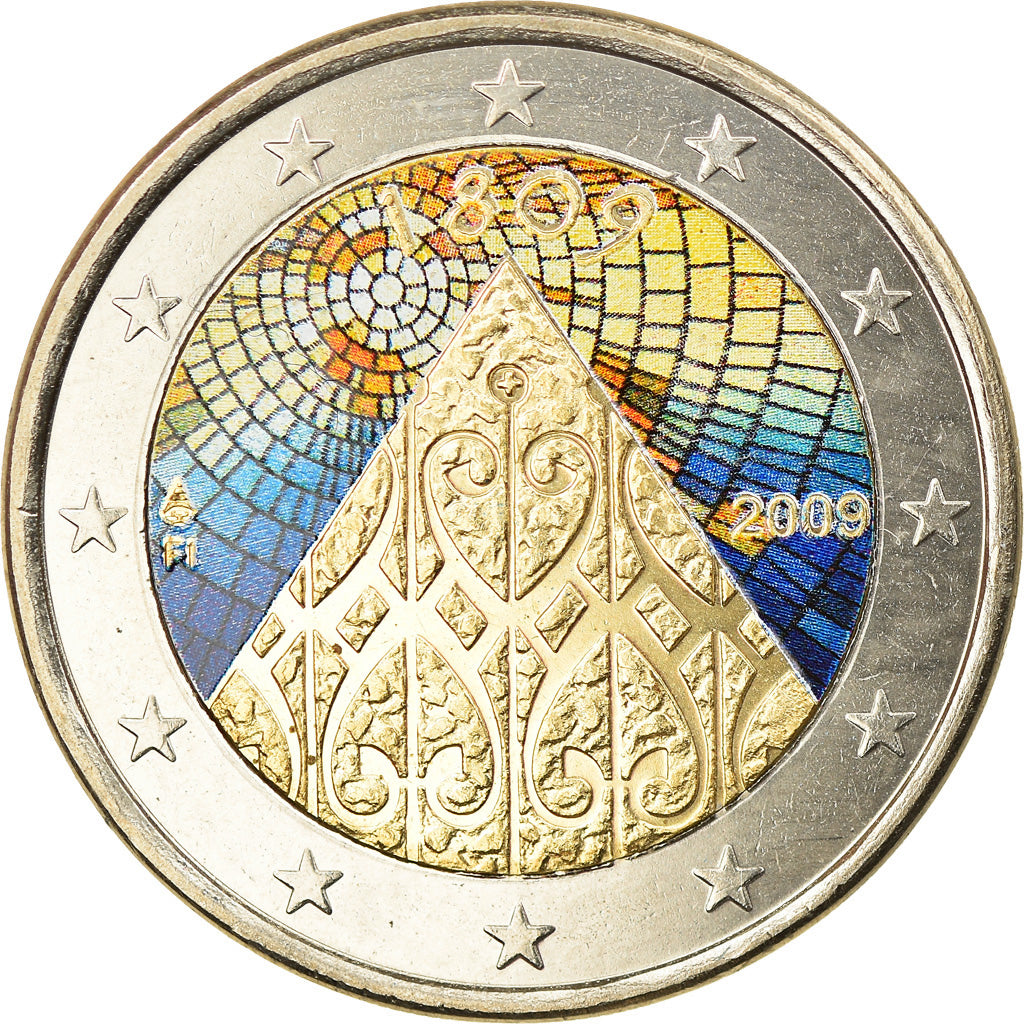 Finland, 2 Euro, Autonomy, 2009, Vantaa, Colourized, MS(63), Bi-Metallic, KM:149