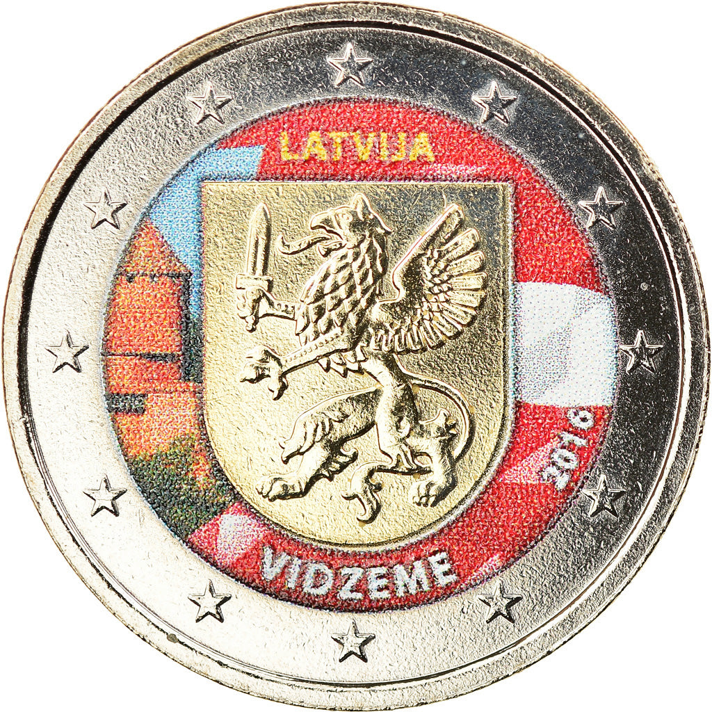 Latvia, 2 Euro, Vidzeme, 2016, Colourized, MS(63), Bi-Metallic, KM:New
