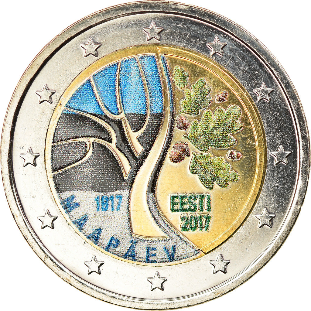 Estonia, 2 Euro, Route vers l'indépendance, 2017, Colourized, MS(63)