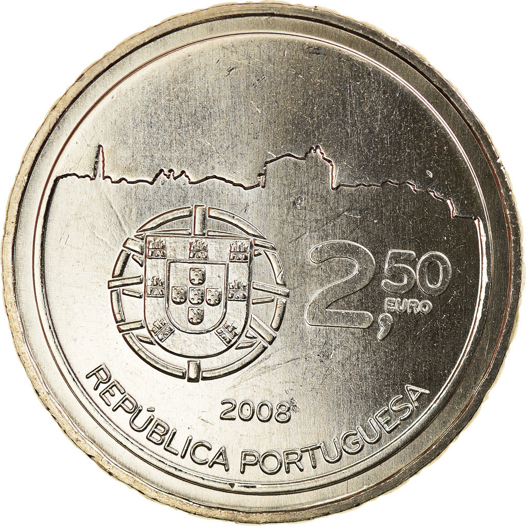 Portugal, 2-1/2 Euro, 2008, Lisbon, AU(55-58), Copper-nickel, KM:824