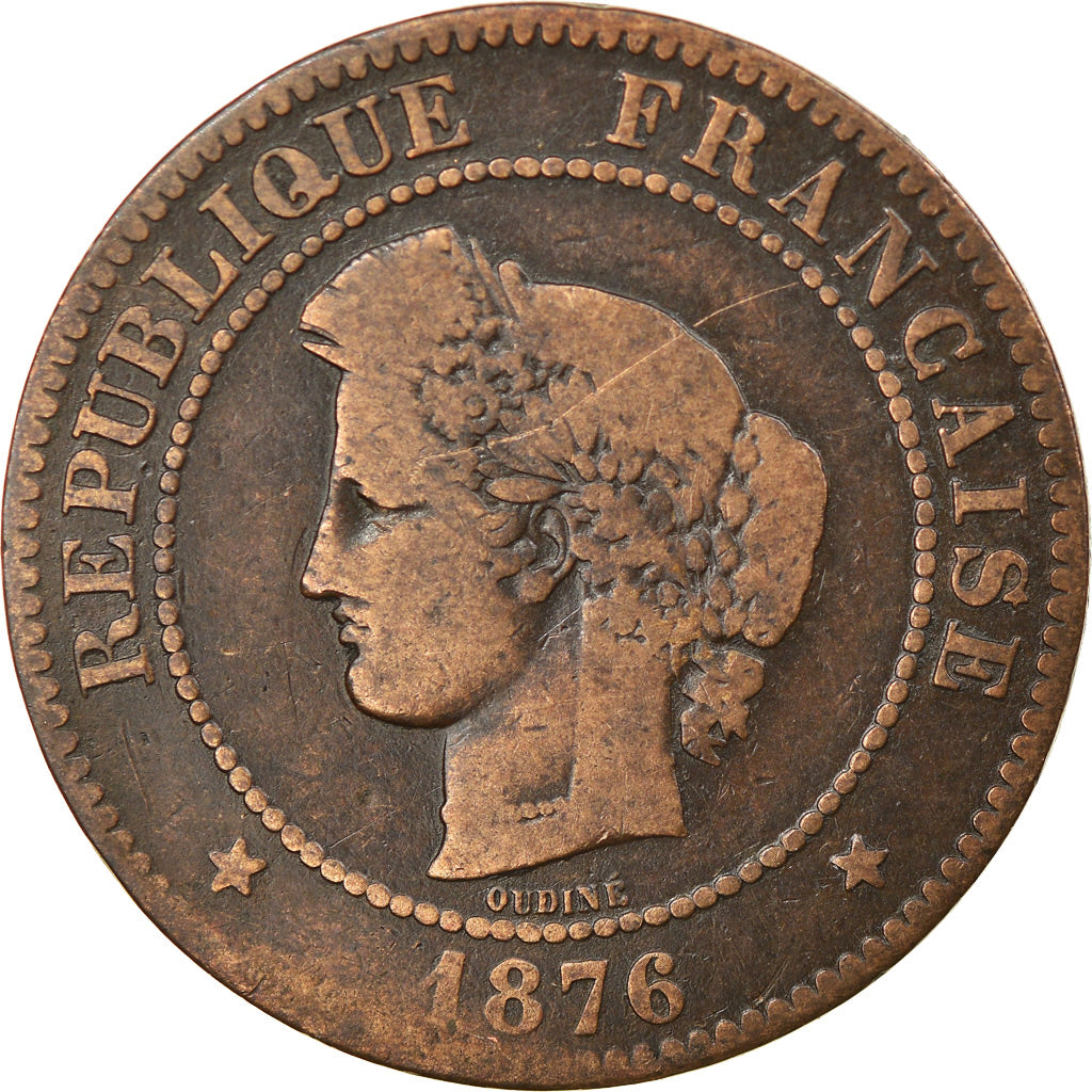 Münze, Frankreich, Cérès, 5 Centimes, 1876, Paris, S, Bronze, KM:821.1