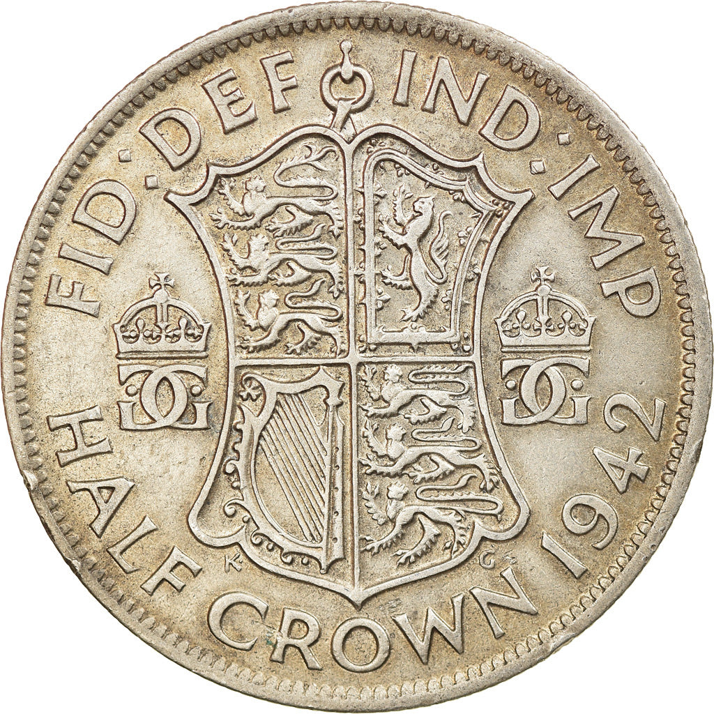 Coin, Great Britain, George VI, 1/2 Crown, 1942, EF(40-45), Silver, KM:856