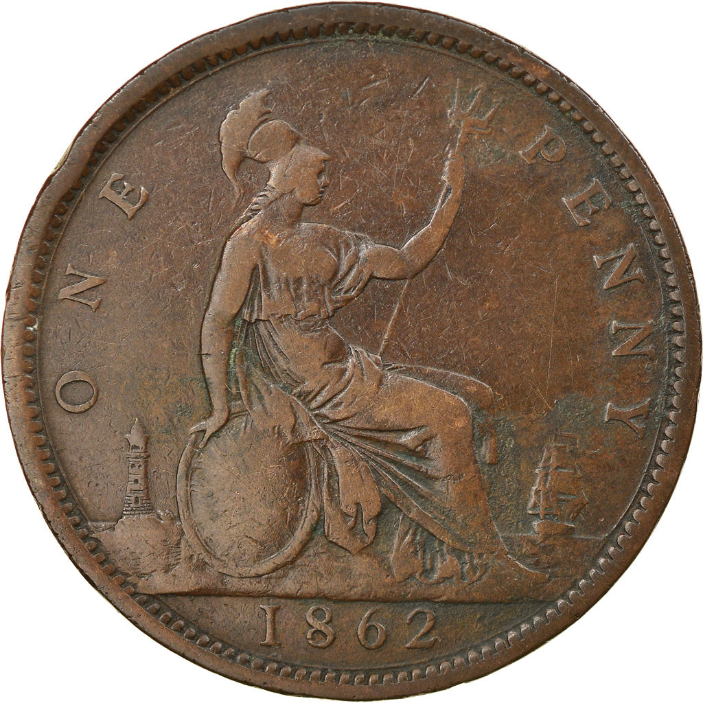 Monnaie, Grande-Bretagne, Victoria, Penny, 1862, TB+, Bronze, KM:749.2