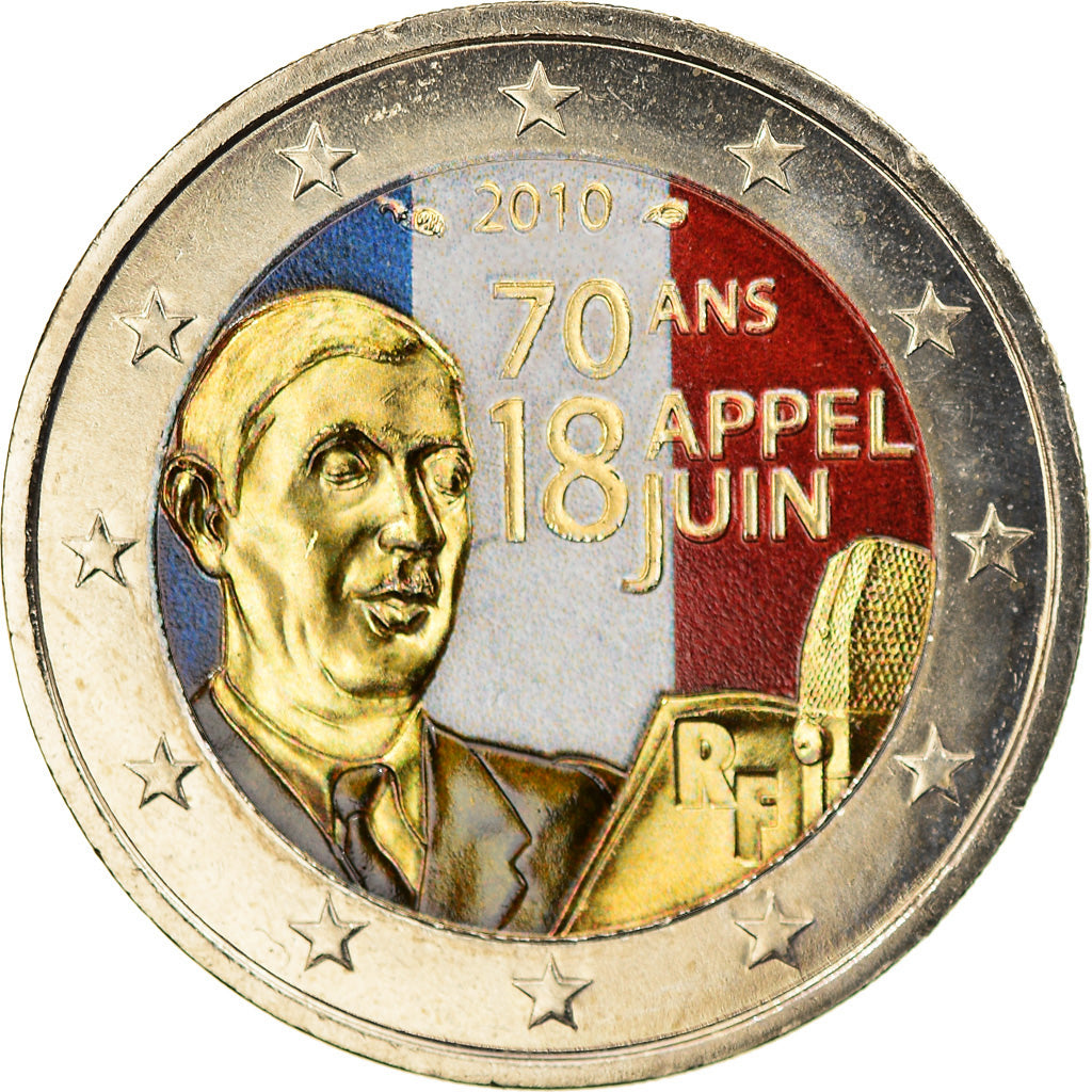Frankrijk, 2 Euro, Charles De Gaulle, Appel du 18 juin 1940, 2010, Paris