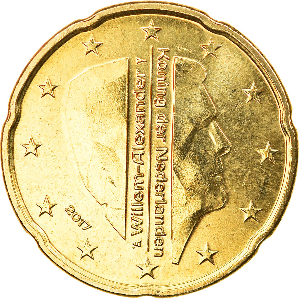 Países Bajos, 20 Euro Cent, 2017, SC, Latón, KM:New